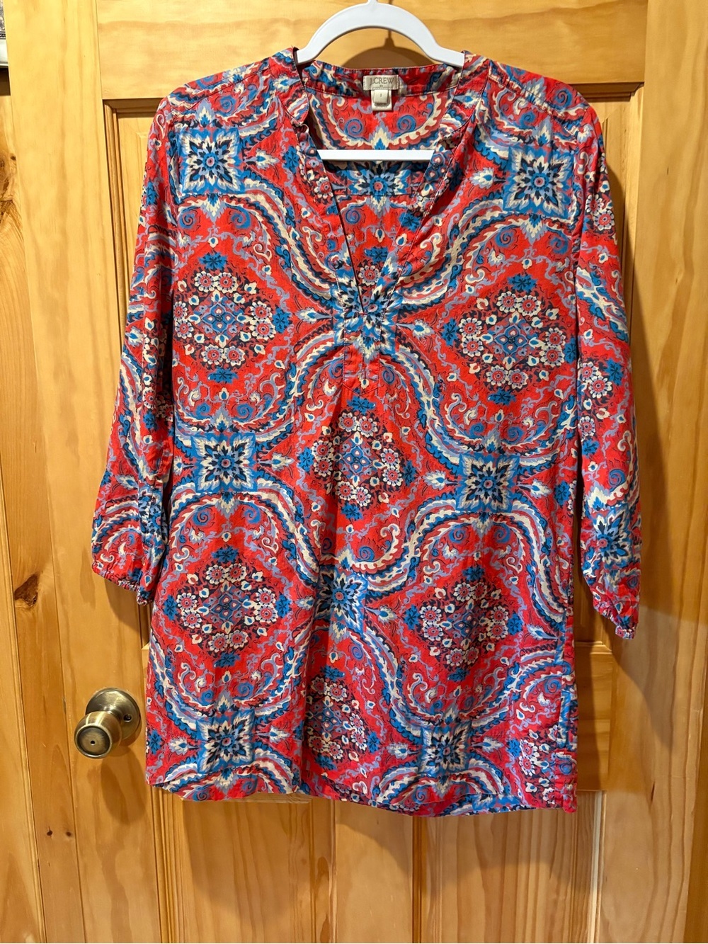 Colorblock Paisley Tunic / Swim
Cover-Up Vibrant Red, Blue, White women’s S